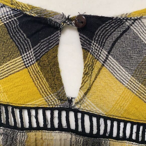 MAEVE | ANTHROPOLOGIE Yellow Black Plaid Tunic Shirt Mini Dress | Small - Picture 6 of 7